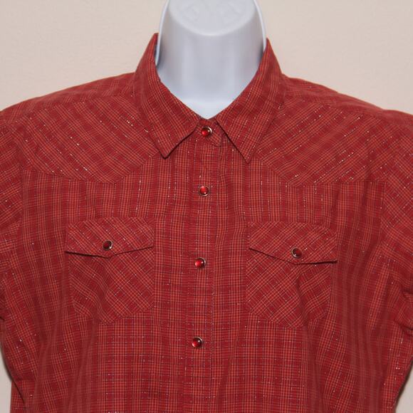 Vintage Wrangler Snap front Plaid shirt Size Medium - Picture 3 of 7
